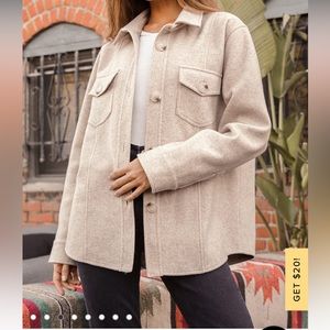 Lulus Small Lightweight Beige Shirt Jacket